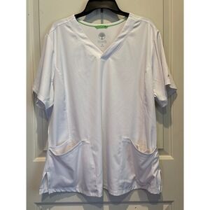 HH Works by Healing Hands Monica White V-Neck Scrub Top 2500 Plus Size 2X